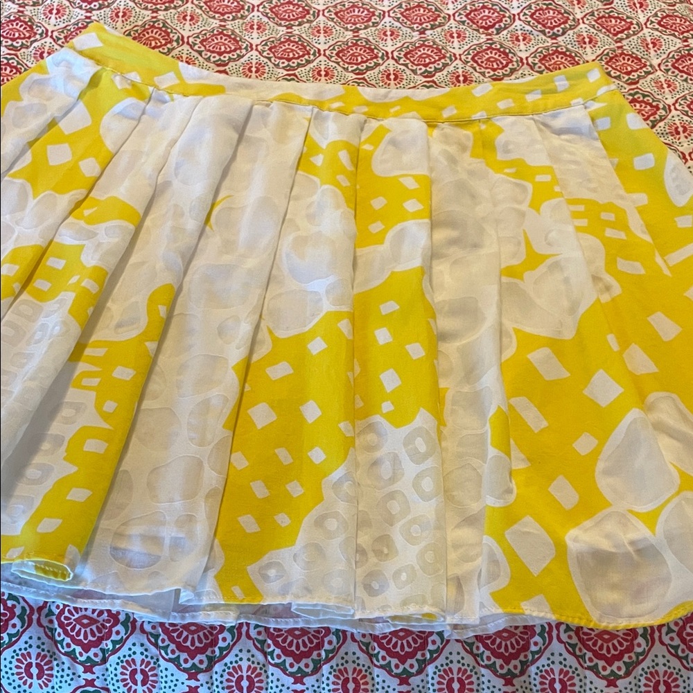 Kimchi Blue Yellow and White Printed Circle Skirt